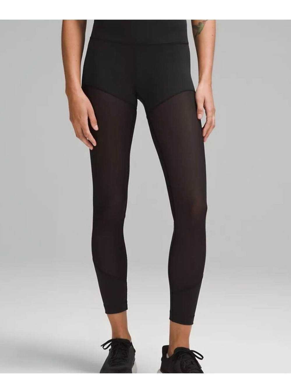 Women's Black Mesh Panel Leggings